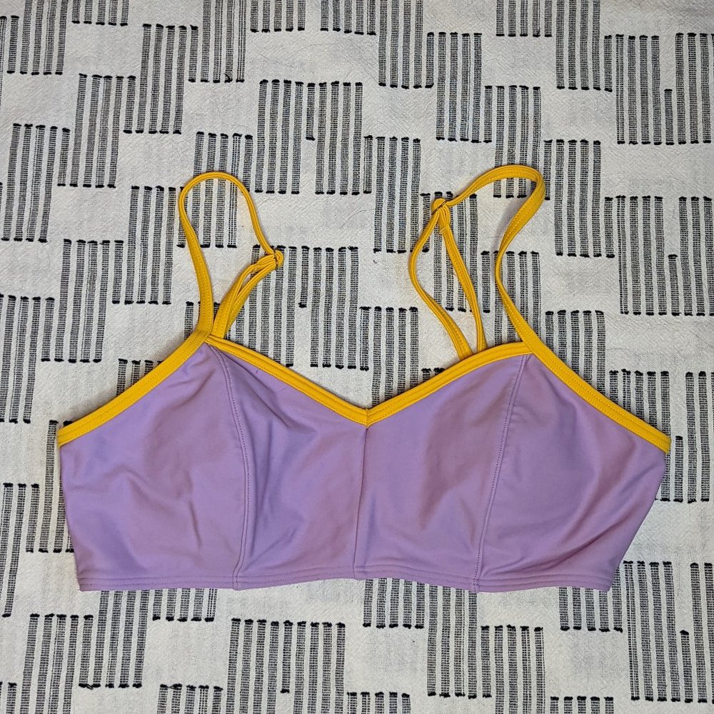 Old Navy Bathing Suit Top- Purple with Yellow Trim - Gently Used